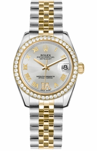 Rolex Datejust 31 Silver Roman Numeral Diamond Watch 178383-0007