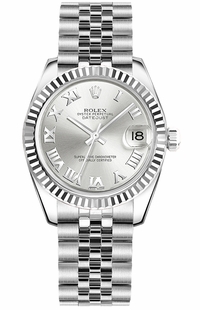 Rolex Datejust 31 Silver Roman Numeral Jubilee Bracelet Watch 178274