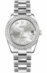 Rolex Datejust 31 Silver Roman Numeral Oyster Bracelet Watch 178384-0021