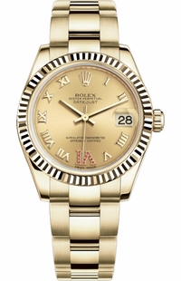 Rolex Datejust 31 Solid Yellow Gold Women's Watch 178278-0133