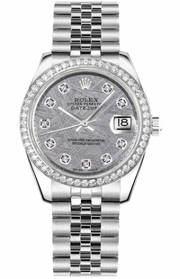 Rolex Datejust 31 Stainless Steel & White Gold Diamond Bezel Watch 178384-0041