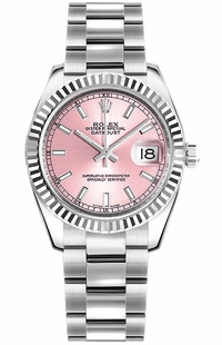 Rolex Datejust 31 Steel & White Gold Bezel Watch 178274-0027