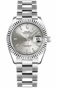 Rolex Datejust 31 Steel & White Gold Fluted Bezel Watch 178274-0025