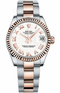 Rolex Datejust 31 White Dial Rose Gold & Steel Watch 178271-0066