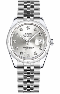 Rolex Datejust 31 White Gold Diamond Bezel Women's Watch 178344-0060