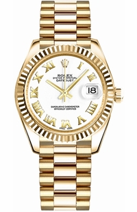 Rolex Datejust 31 White Roman Numeral Gold Watch 178278