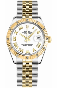 Rolex Datejust 31 White Roman Numeral Jubilee Bracelet Watch 178313-0062
