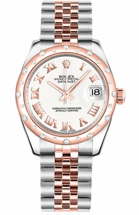 Rolex Datejust 31 White Roman Numeral Jubilee Bracelet Watch 178341-0001