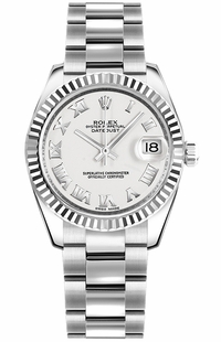 Rolex Datejust 31 White Roman Numeral Oyster Bracelet Watch 178274-0082