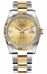 Rolex Datejust 36 Champagne Diamond Dial Unisex Watch 126233-0018