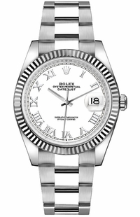 Rolex Datejust 36 18k White Gold Fluted Bezel Watch 126234-0026