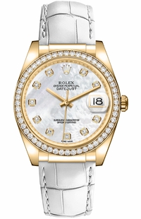 Rolex Datejust 36 18k Yellow Gold Diamonds Women's Watch 116188