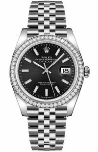 Rolex Datejust 36 Black Dial Diamond Bezel Unisex Watch 126284RBR-0007