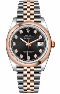 Rolex Datejust 36 Black Dial Diamond Hour Markers Watch 126201-0019