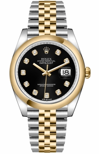 Rolex Datejust 36 Black Dial Diamonds Watch 126203-0021