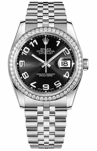 Rolex Datejust 36 Black Dial Diamonds Women's Watch 116244-0066