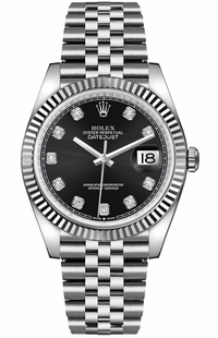 Rolex Datejust 36 Black Dial Fluted Bezel Diamond Luxury Watch 126234-0027
