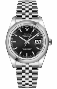 Rolex Datejust 36 Black Dial Jubilee Bracelet Watch 116200