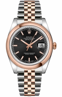 Rolex Datejust 36 Black Dial Jubilee Bracelet Watch 116201-0075