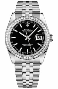 Rolex Datejust 36 Black Dial Jubilee Bracelet Watch 116244-0043