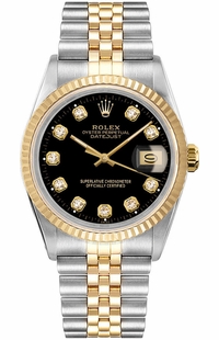 Rolex Datejust 36 Black Diamond Dial Unisex Watch 16013