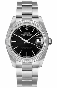 Rolex Datejust 36 Black Index Dial Oyster Bracelet Unisex Watch 16234