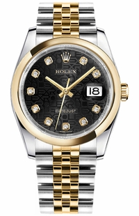 Rolex Datejust 36 Black Jubilee Diamond Dial Watch 116203-0180