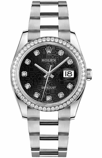 Rolex Datejust 36 Black Jubilee Diamond Gold & Steel Watch 116244