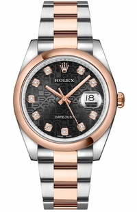 Rolex Datejust 36 Black Jubilee Diamond Oyster Bracelet Watch 116201-0085