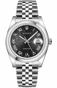 Rolex Datejust 36 Black Jubilee Roman Dial Women's Watch 116200