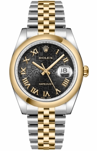 Rolex Datejust 36 Black Jubilee Roman Numeral Watch 116203-0172