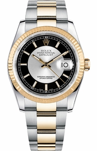 Rolex Datejust 36 Black & Silver Dial Oyster Bracelet Watch 116233