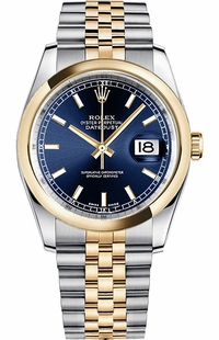 Rolex Datejust 36 Blue Dial Gold & Steel Watch 116203