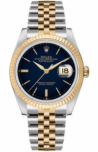 Rolex Datejust 36 Blue Dial Gold & Steel Watch 16013