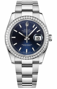 Rolex Datejust 36 Blue Dial Oyster Bracelet White Gold & Steel Watch 116244-0048