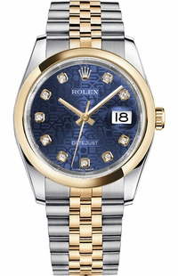 Rolex Datejust 36 Blue Diamond Jubilee Automatic Watch 116203