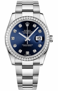 Rolex Datejust 36 Blue Diamond Oyster Bracelet Watch 116244
