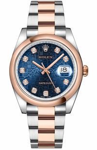 Rolex Datejust 36 Blue Diamond Rose Gold & Steel Watch 116201