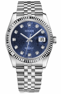 Rolex Datejust 36 Blue Jubilee Diamonds Women's Watch 116234-0110