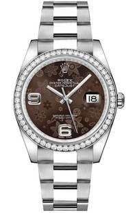 Rolex Datejust 36 Brown Floral Dial Watch 116244-0006