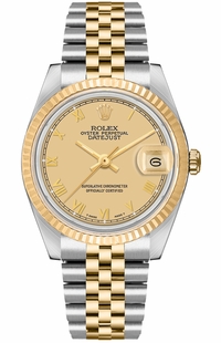 Rolex Datejust 36 Champagne Dial 18k Gold & Steel Watch 16233