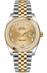 Rolex Datejust 36 Champagne Diamond Dial Watch 126203-0017