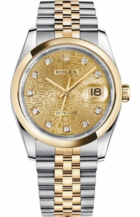 Rolex Datejust 36 Champagne Diamond Watch 116203-0173