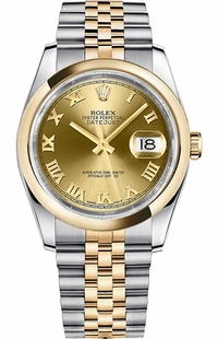 Rolex Datejust 36 Champagne Roman Numeral Watch 116203-0141