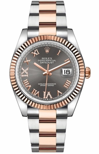Rolex Datejust 36 Dark Rhodium Diamond VI & IX Watch 126231-0024