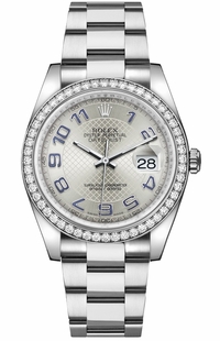 Rolex Datejust 36 Diamond Bezel Silver Dial Watch 116244-0075