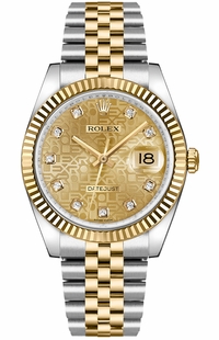 Rolex Datejust 36 Diamonds Yellow Gold & Steel Unisex Watch 116233-0155