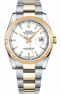 Rolex Datejust 36 Gold Fluted Bezel Watch 116233-0171