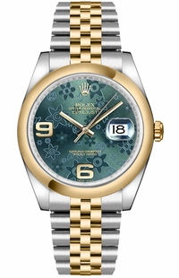 Rolex Datejust 36 Green Floral Dial Watch 116203-0162