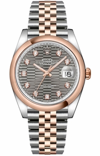 Rolex Datejust 36 Grey Dial Diamonds 36mm Unisex Watch 126201-0041